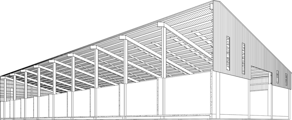 Desenho técnico de galpão